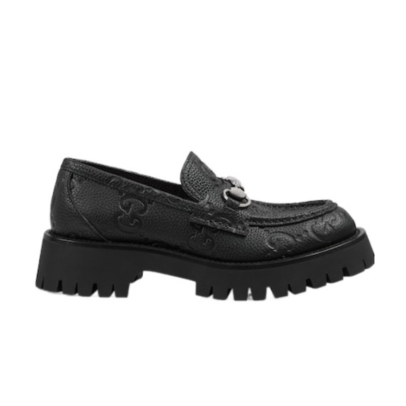 BRAND NEW: Gucci - GG logo-debossed leather lug loafers - Picture 9 of 13